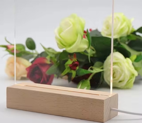 comprare Stile 3D illuminato legno riscrivibile acrilico Led Display Stand Lamp Desktop Decor online manufacture