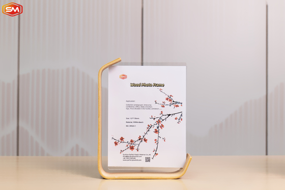comprare Quadro fotografico acrilico a forma di L a doppio lato trasparente a 6 pollici 7 pollici 8 pollici con base in legno OEM online manufacture