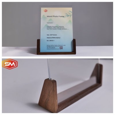 comprare Cornice fotografica in acrilico ad alta definizione con base in legno di noce online manufacture
