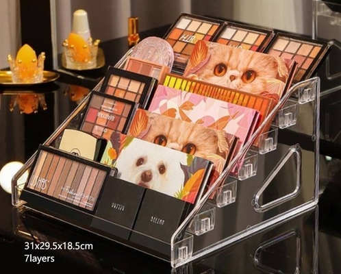 Multipiani trasparenti PS Acrilico Macchiaio Box Display Cosmetico Box Organizzatore Box di stoccaggio