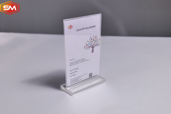 Personalizzazione A4 A5 A6 trasparente orizzontale a forma di T porta segnale acrilico Display Stand Etichetta da scrivania