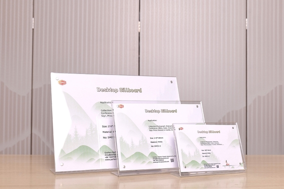 Tipo verticale A4 A5 A6 Dimensione L Forma Magnetica Porta segnale acrilico Cartellone inclinato