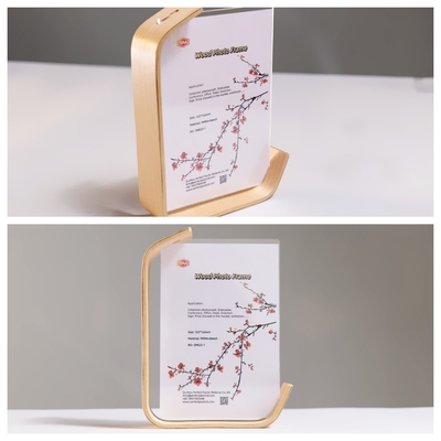 Visualizzazione Chiara Tavola Carta L Forma Acrilico Foto Cornice con base in legno