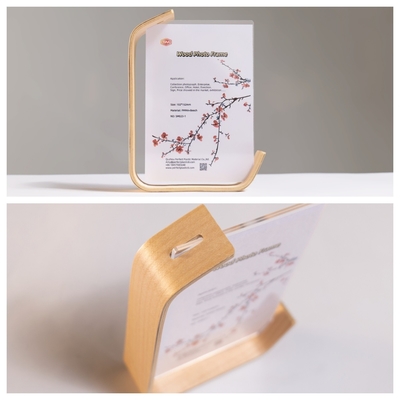 Nuovo prodotto Quadro fotografico acrilico a forma di L trasparente con poster pubblicitario a base di legno