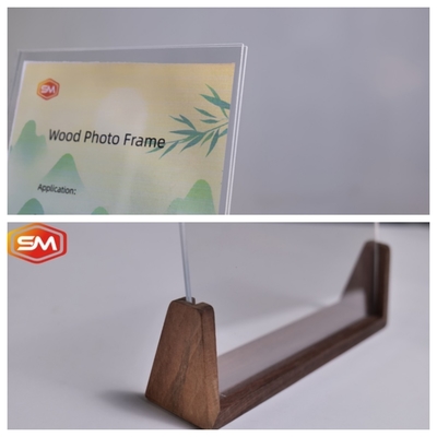 Cornice ecologica per foto schermo acrilico trasparente con base in legno personalizzata