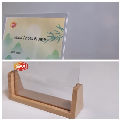 Cornice di visualizzazione personalizzata con pannello acrilico e base in legno