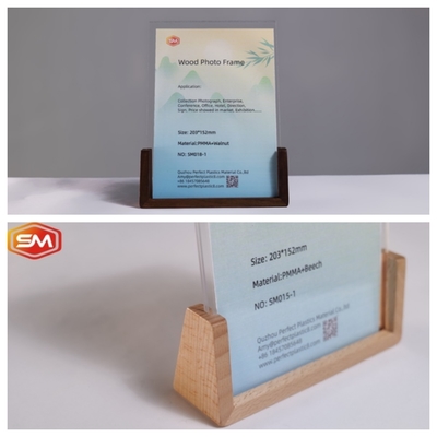telaio fotografico in acrilico a forma di U di dimensioni multiple da 3x3,5 pollici con base in legno