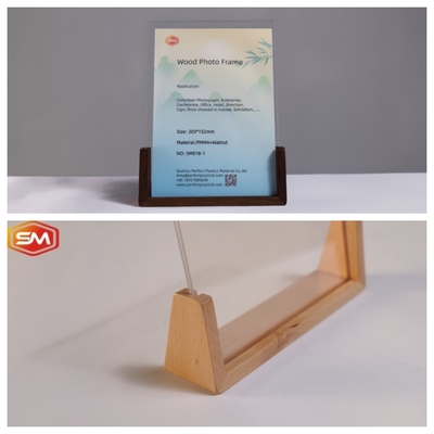 Quadro fotografico acrilico trasparente per desktop A4 con base in legno