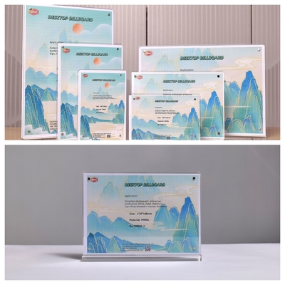 Plastico 8.5x11 5x7 T forma Magnetico porta segno acrilico per Tavolo Acrilico segno display Stand