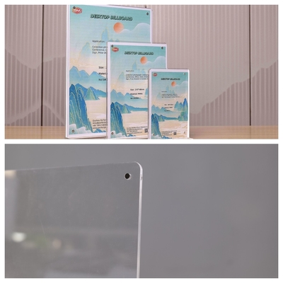 A4 A5 A6 Portatore di cartelloni acrilici a forma di T per display a doppio lato